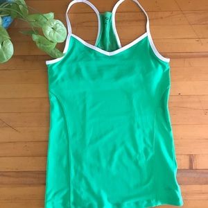 Green racerback activewear shirt